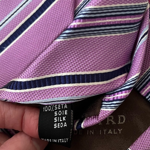 {TailorByrd} Silk Striped Neck Tie Handmade in Italy - Adult One Size - Picture 5 of 5